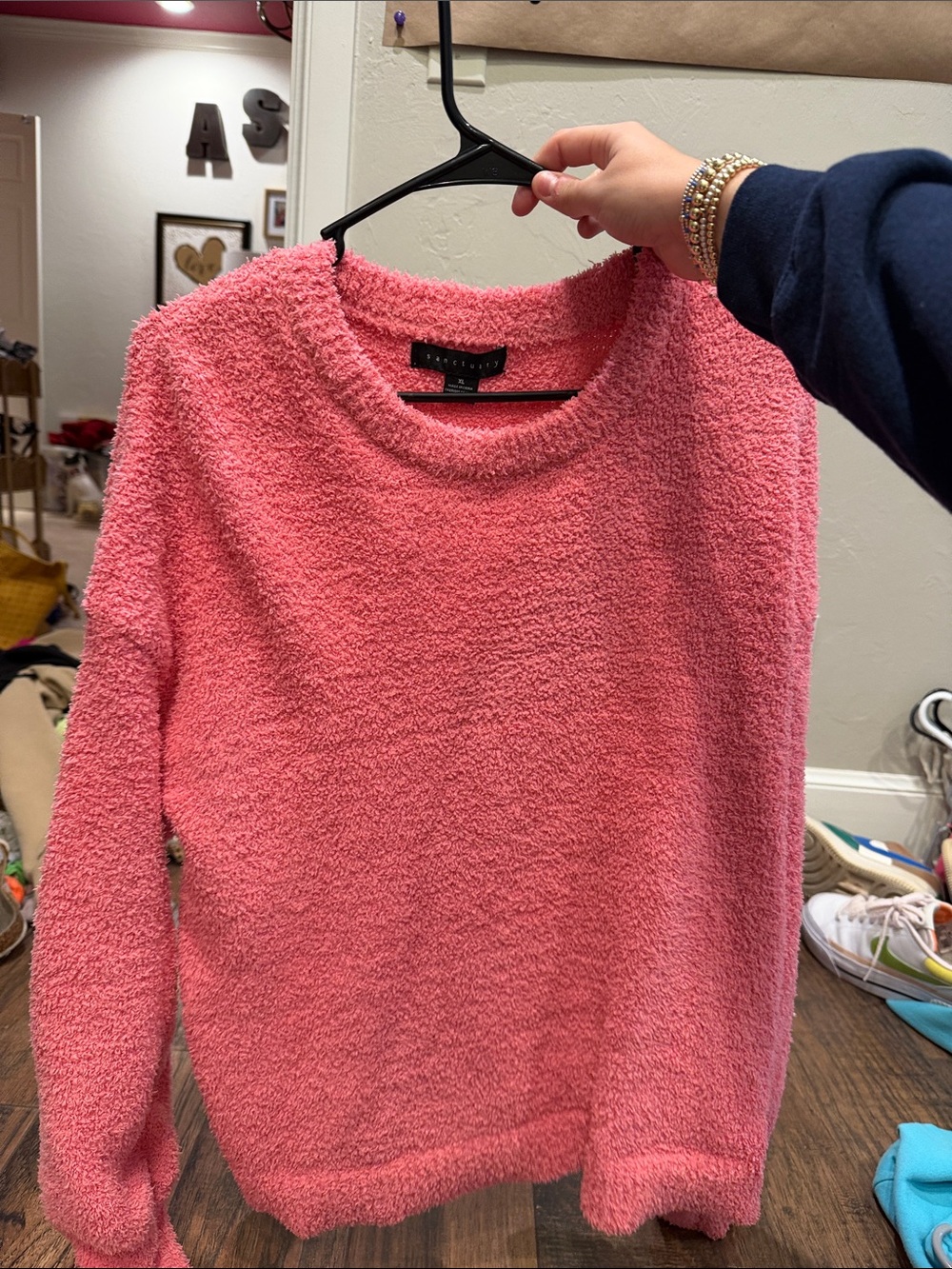 Sanctuary Plush Crewneck Sweater in Pink